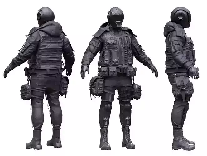 Female Military Outfit 5 Low-poly 3D model