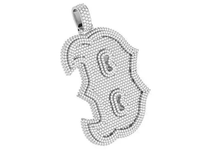 B Letter Pave Pendant 4592
