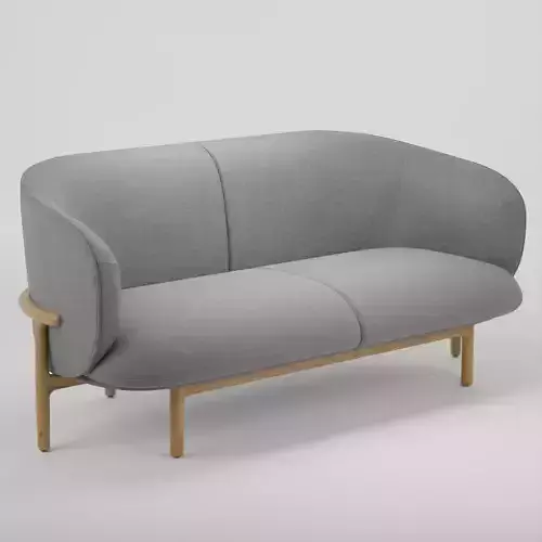 Wooden Two Seater Lounge Chair 3D Model Artisan Mela Lounge Sofa