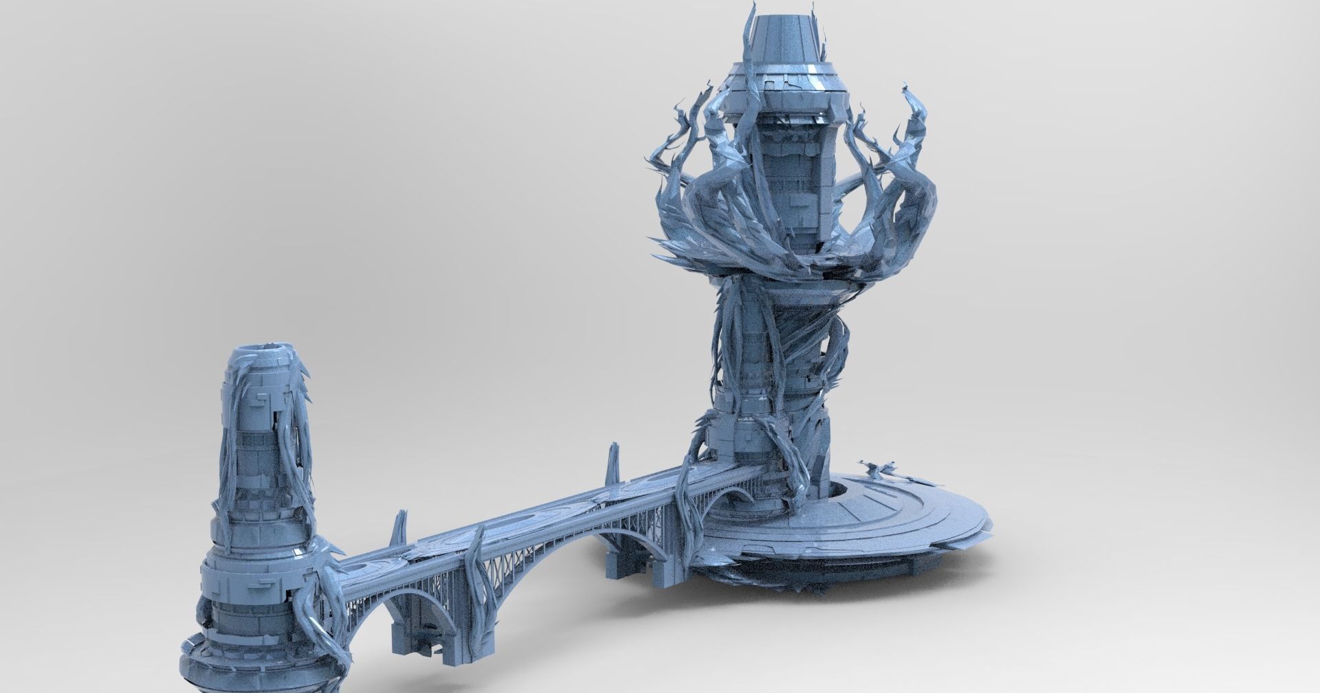 Dark Cthulhu Watchtower Bridgeways Low-poly 3D model_1