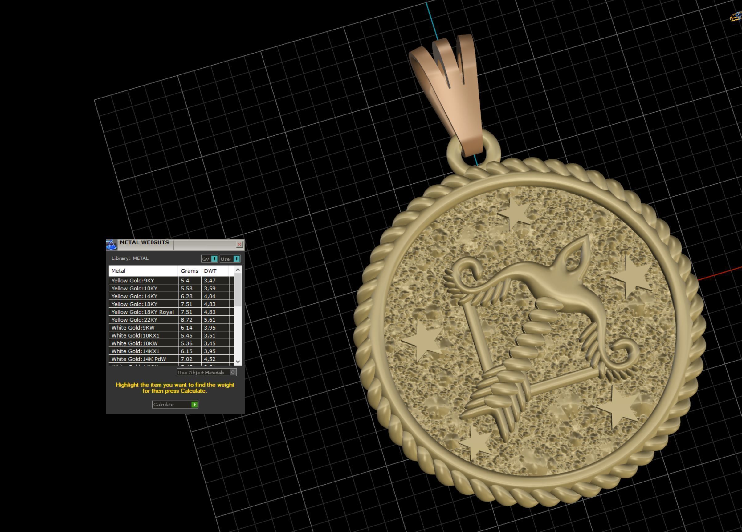 Horoscope Sagittarius pendant 3D print model_14