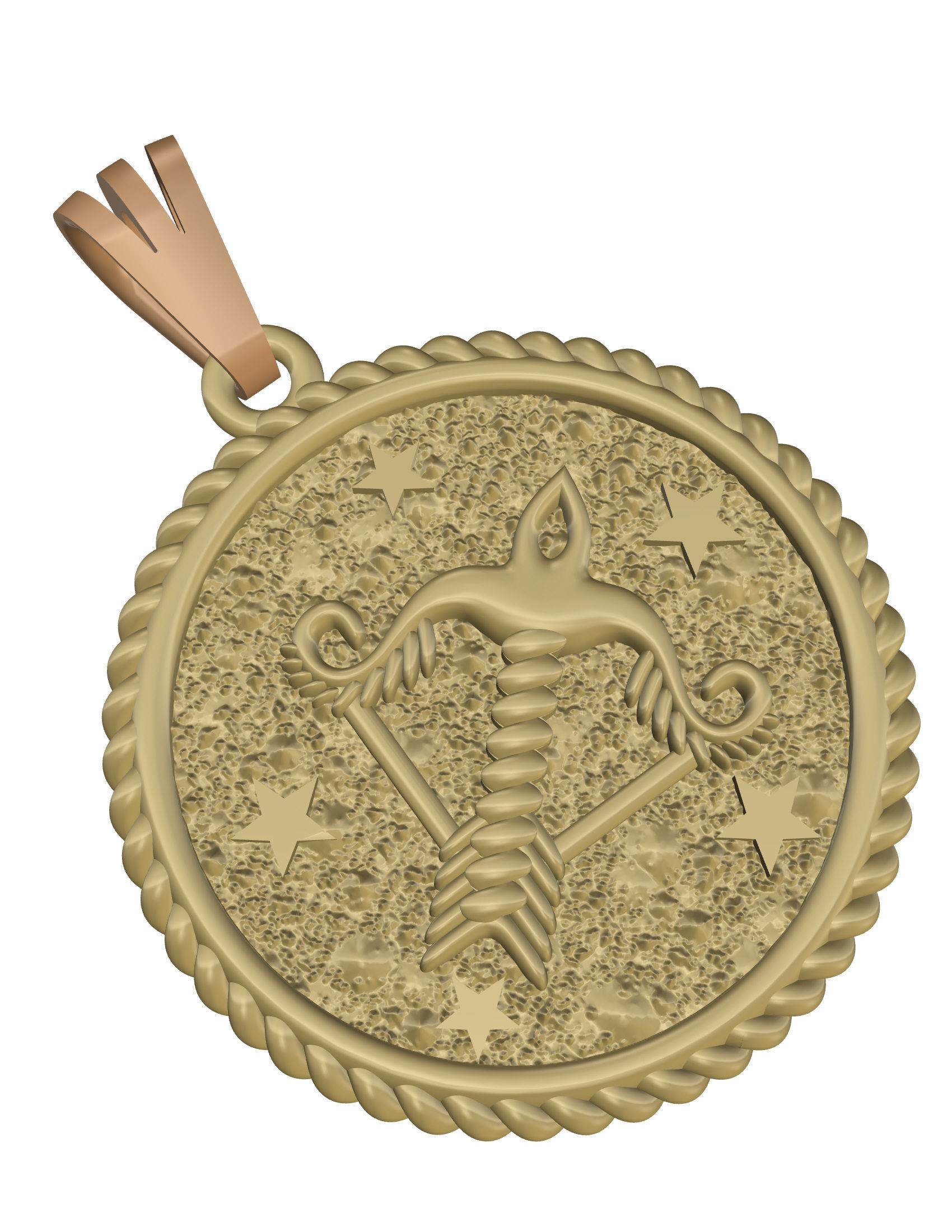 Horoscope Sagittarius pendant 3D print model_12