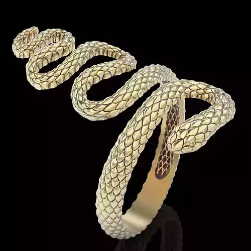 Snake ring silver gold jewelry printable 3D model 3D print model