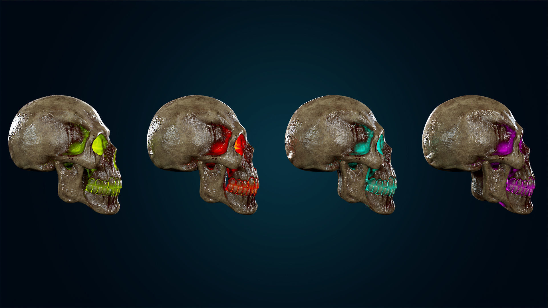 Human Skeleton Skull - Bloody - Lowpoly - Game Ready Low-poly 3D model_22
