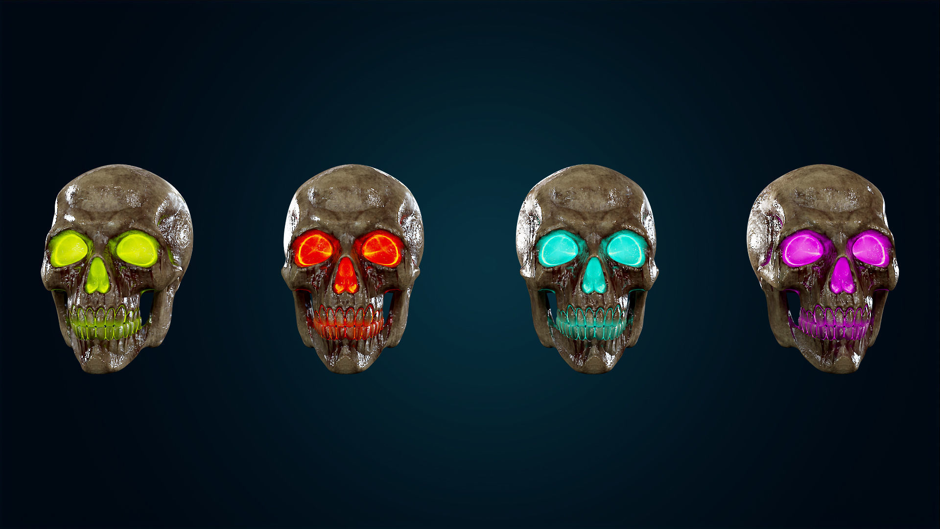 Human Skeleton Skull - Bloody - Lowpoly - Game Ready Low-poly 3D model_20