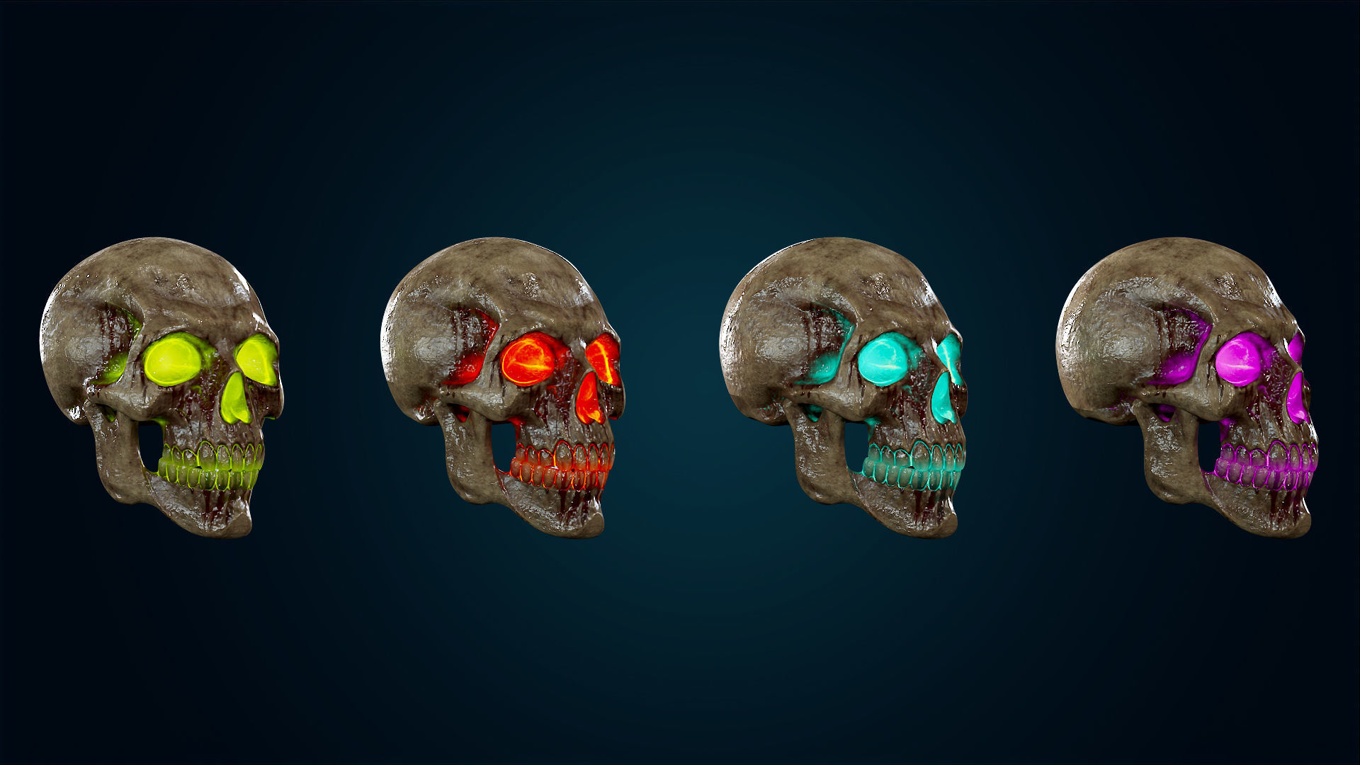 Human Skeleton Skull - Bloody - Lowpoly - Game Ready Low-poly 3D model_21