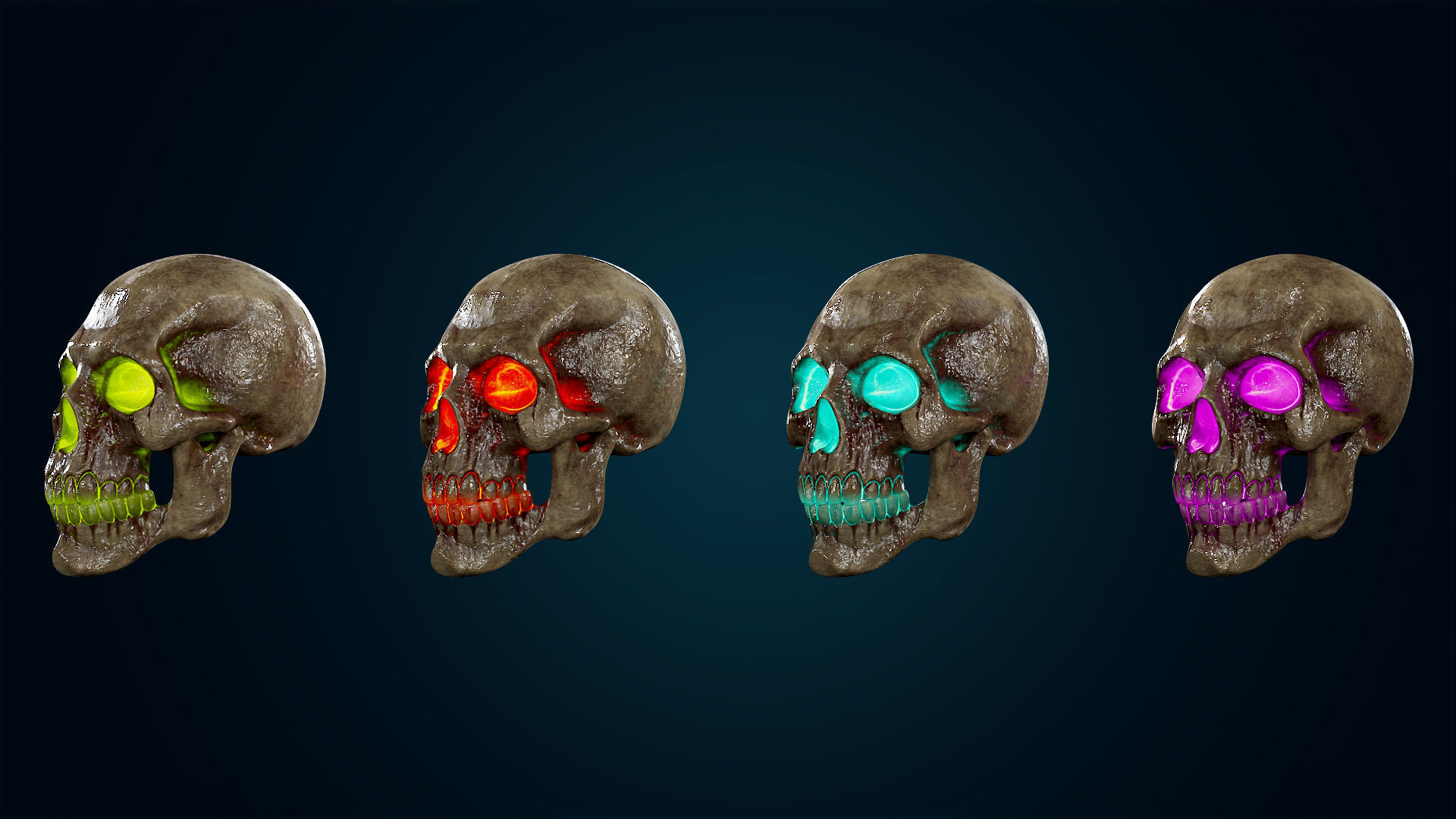 Human Skeleton Skull - Bloody - Lowpoly - Game Ready Low-poly 3D model_27