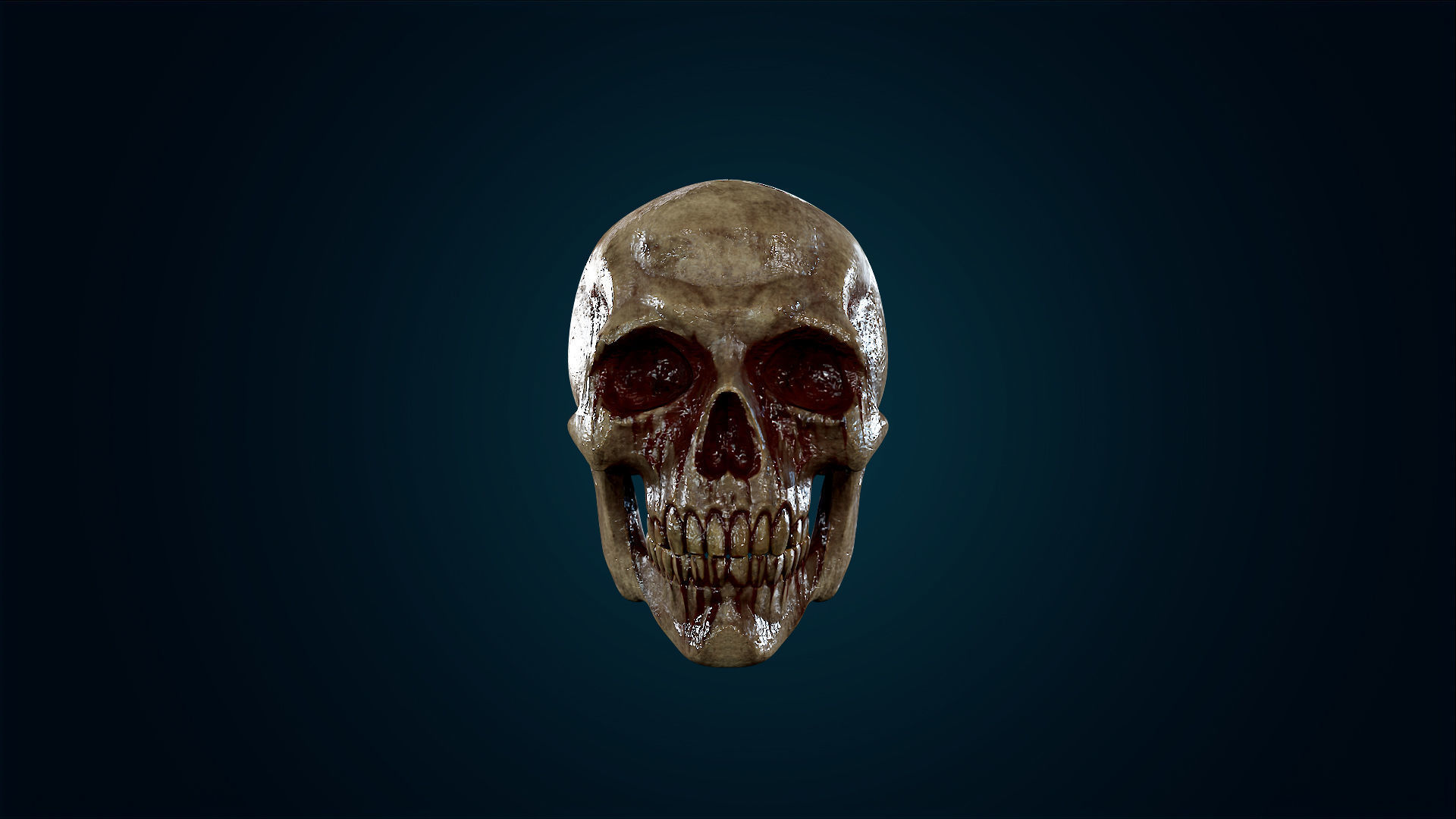 Human Skeleton Skull - Bloody - Lowpoly - Game Ready Low-poly 3D model_4