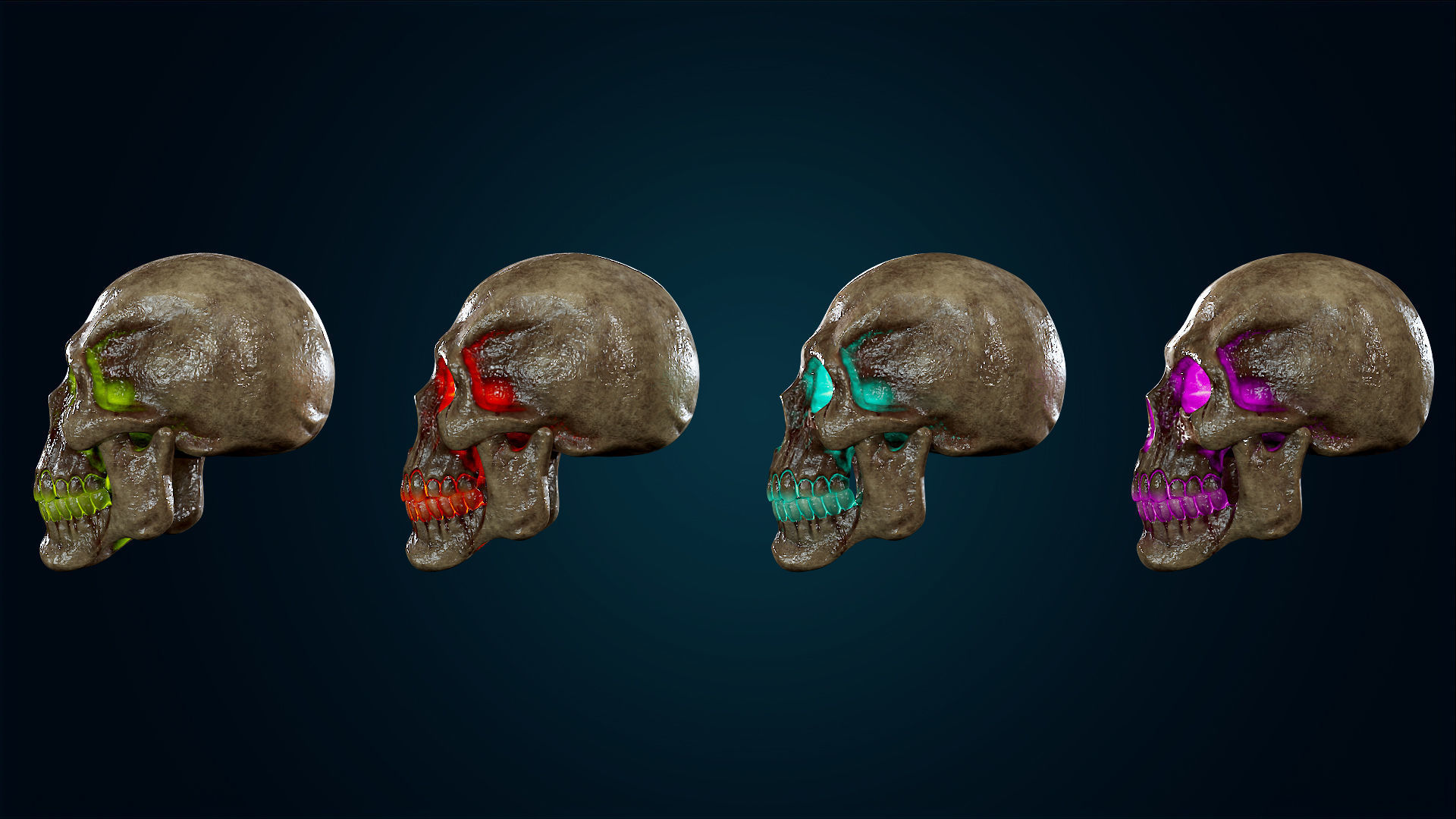Human Skeleton Skull - Bloody - Lowpoly - Game Ready Low-poly 3D model_26