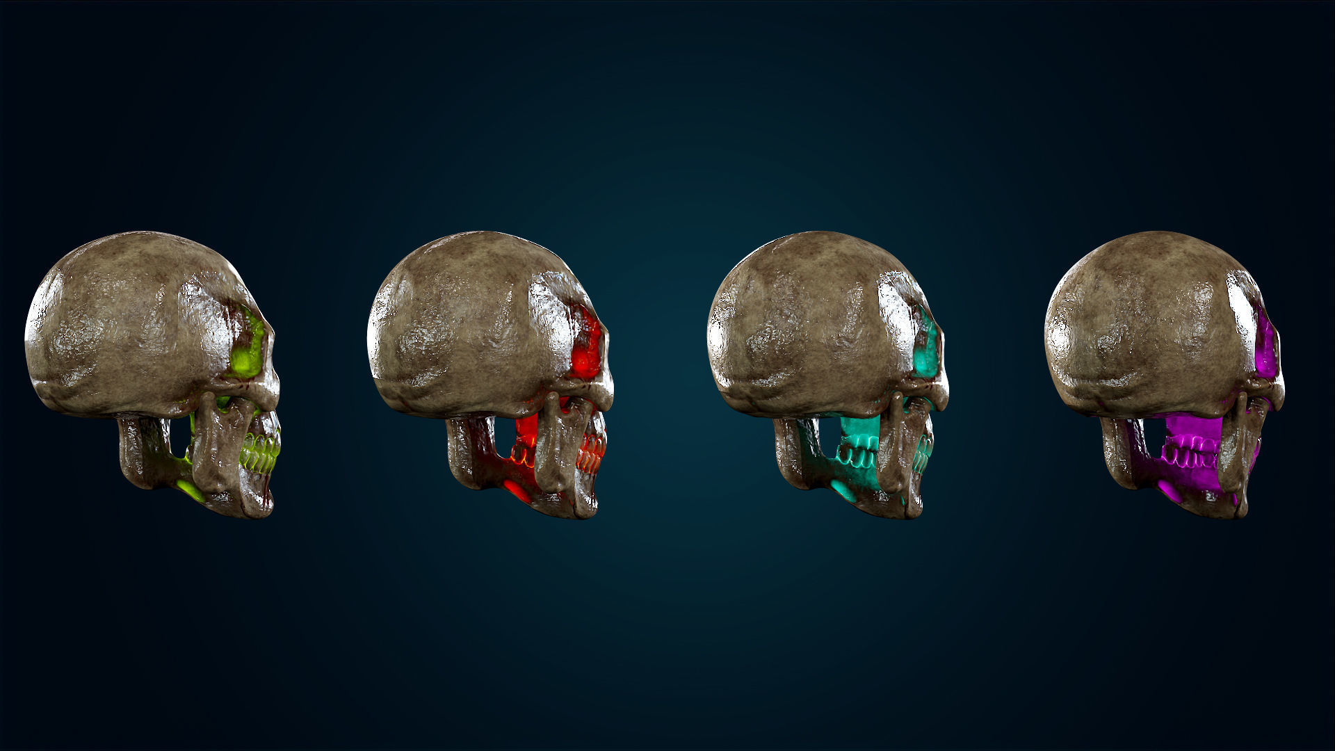 Human Skeleton Skull - Bloody - Lowpoly - Game Ready Low-poly 3D model_23