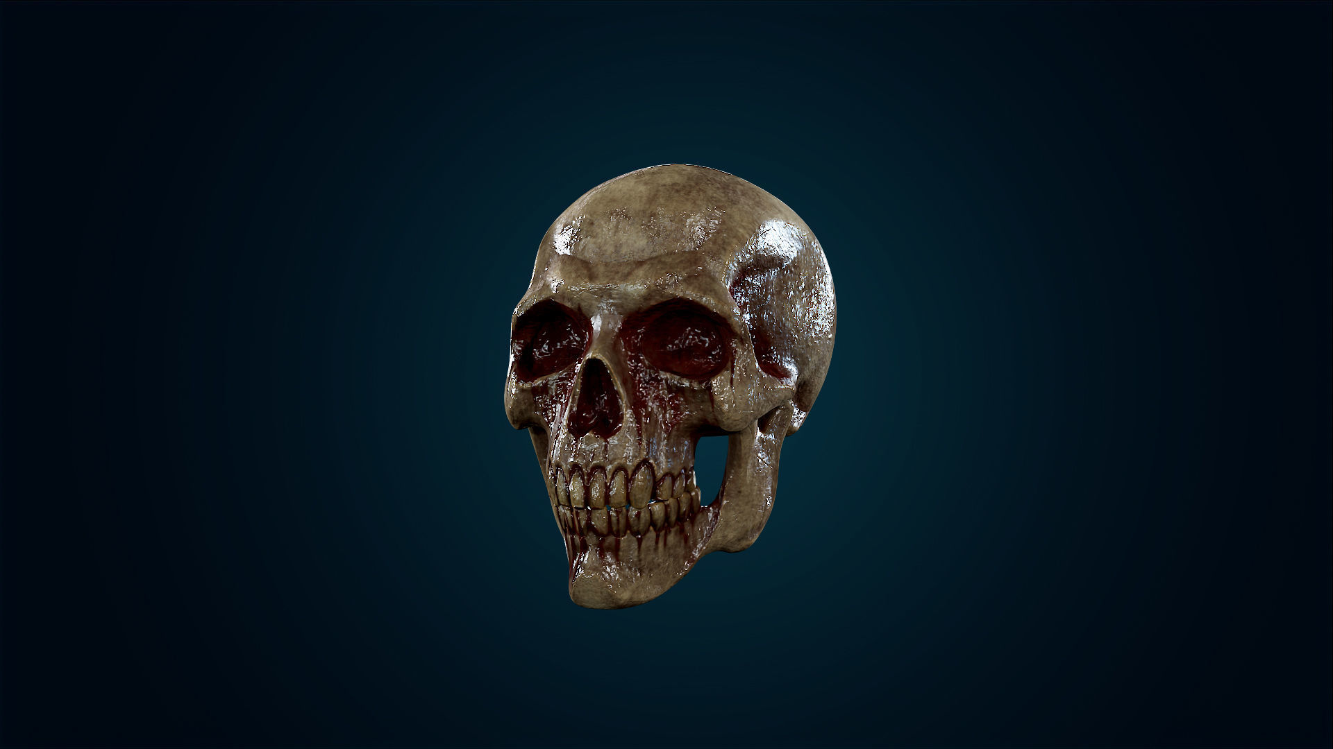Human Skeleton Skull - Bloody - Lowpoly - Game Ready Low-poly 3D model_19
