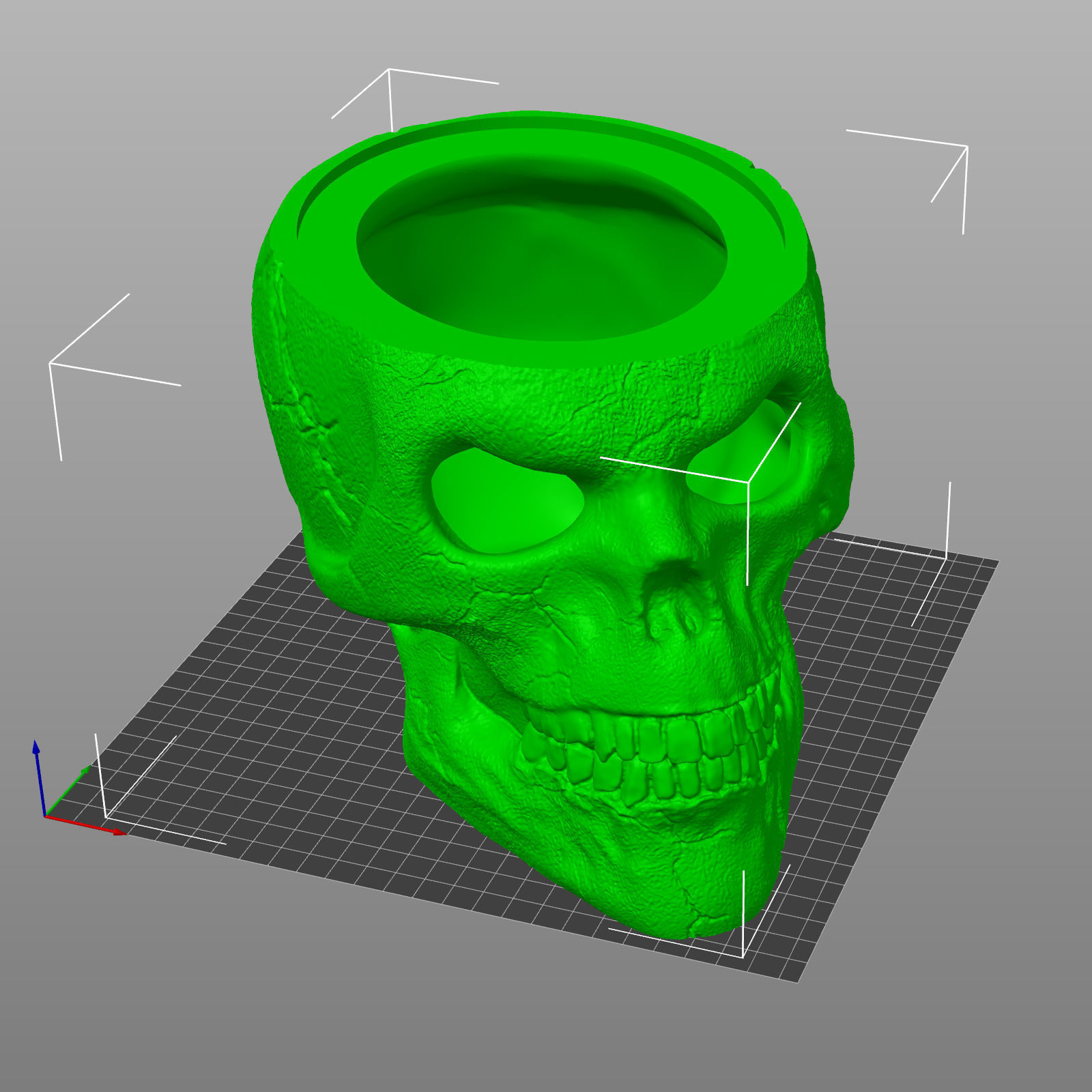 Skull with open eyes  Christmas hat and hollow inside 3D print model_11