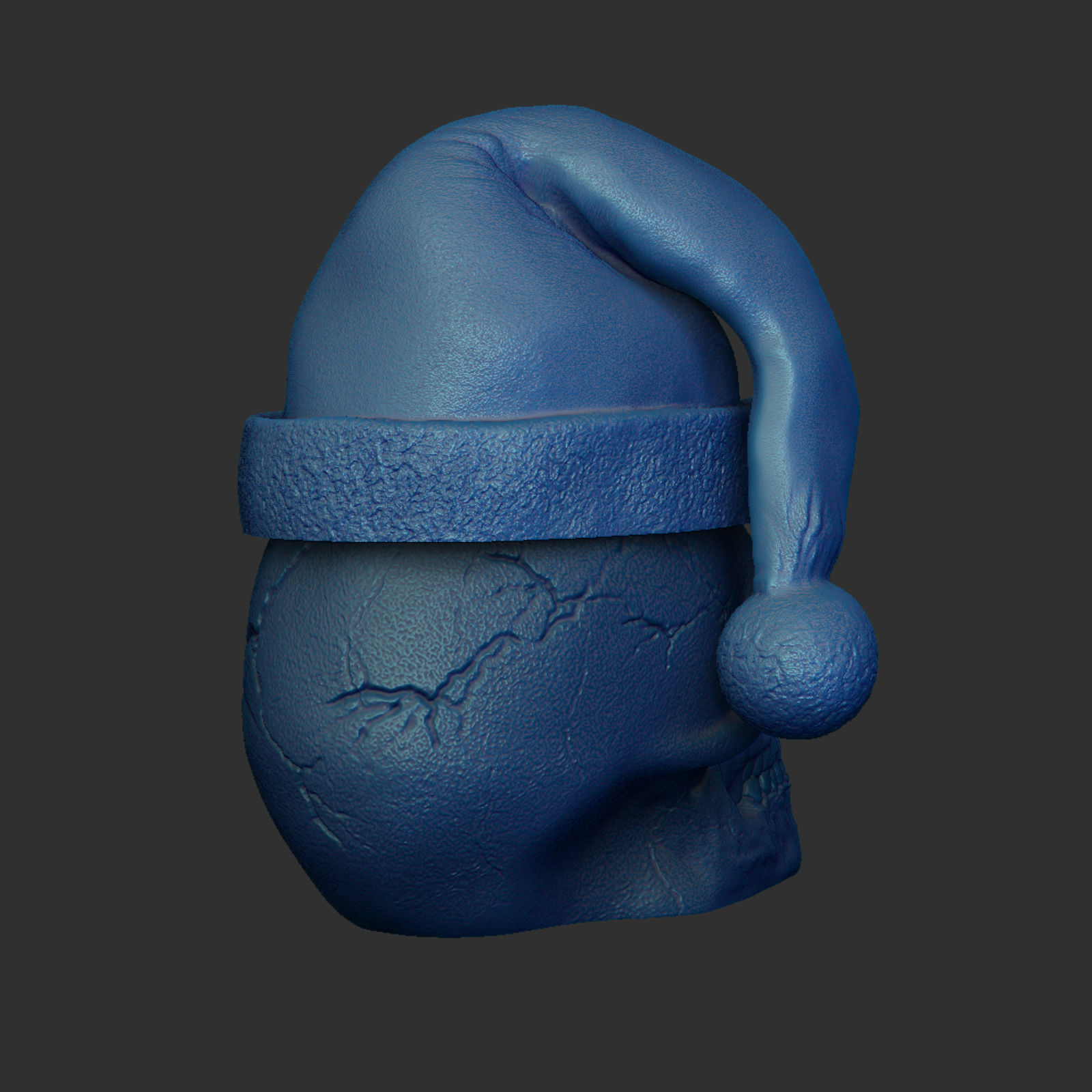 Skull with open eyes  Christmas hat and hollow inside 3D print model_13