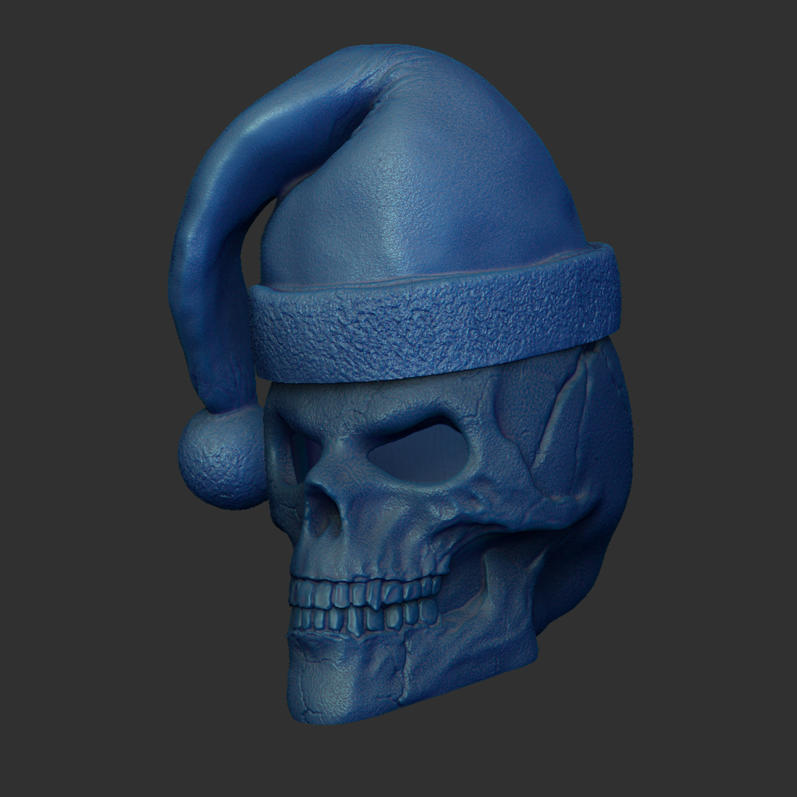 Skull with open eyes  Christmas hat and hollow inside 3D print model_14
