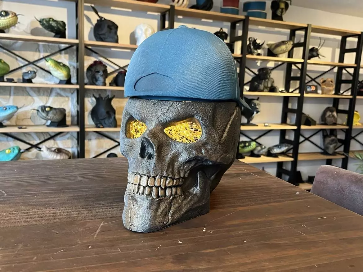 Skull with Basecup Hat hollow inside 3D print model