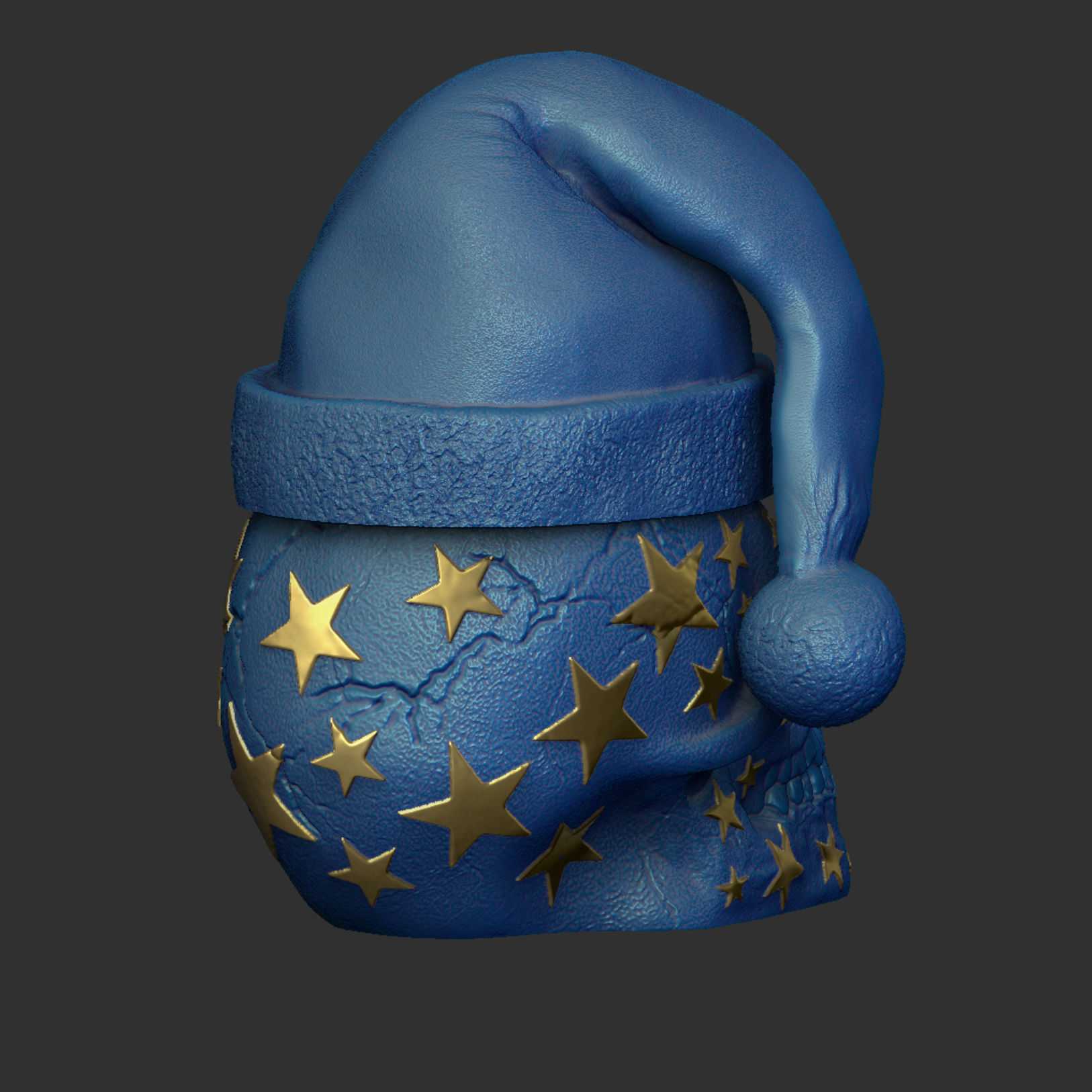 Skull with Stars Christmas Hat Hat is detachable Hollow inside 3D print model_7