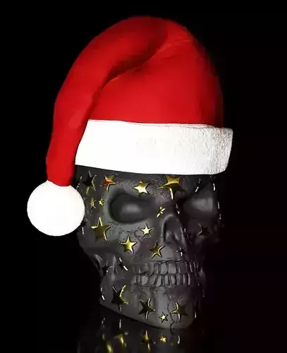 Skull with Stars Christmas Hat Hat is detachable Hollow inside 3D print model Skull with Stars Christmas Hat Hat is detachable Hollow inside 3D print model