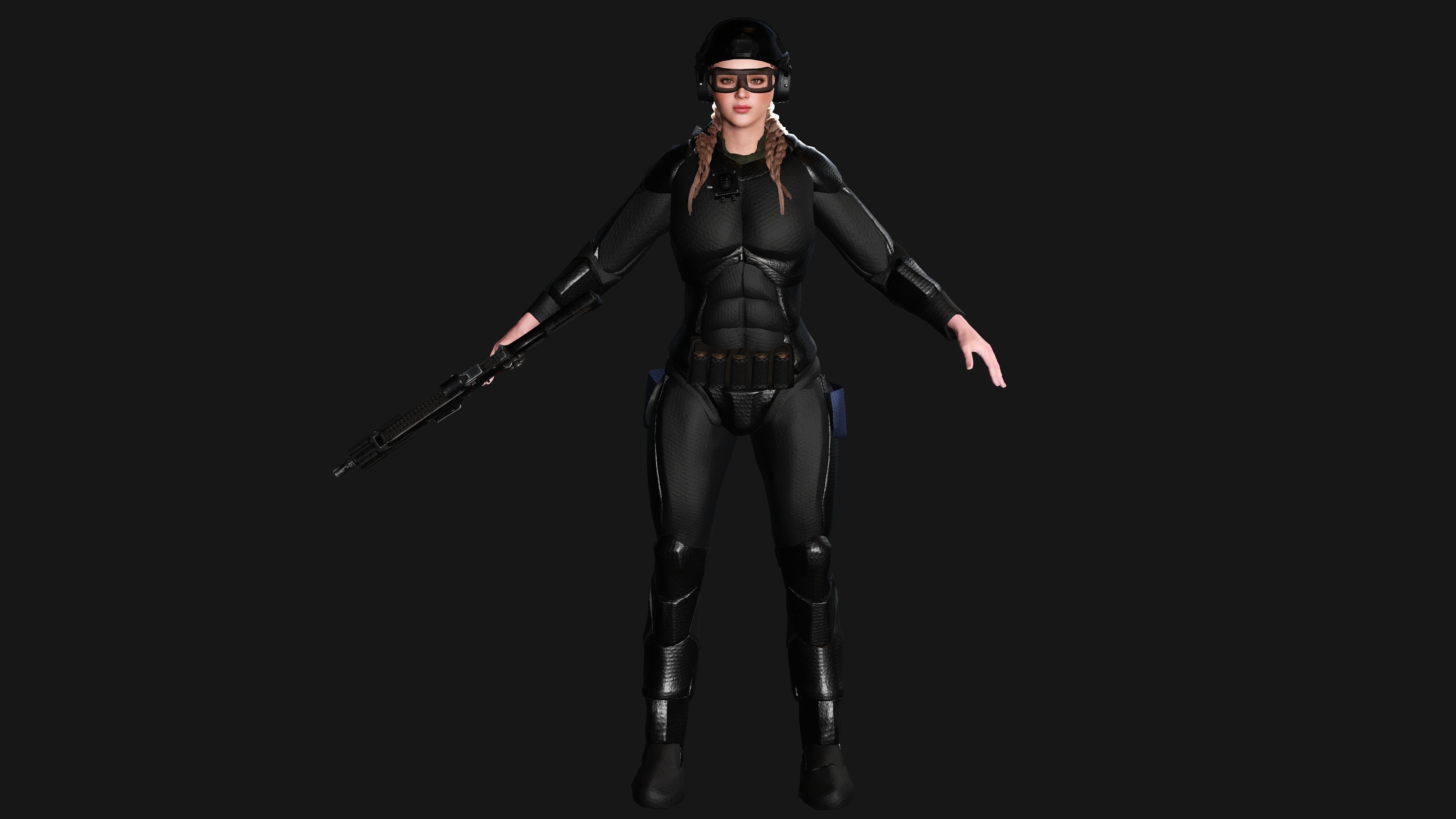 AAA 3D REALISTIC CHARACTER - CYBERPUNK ROBOTIC SCIFI SHOOTER Low-poly 3D model_12