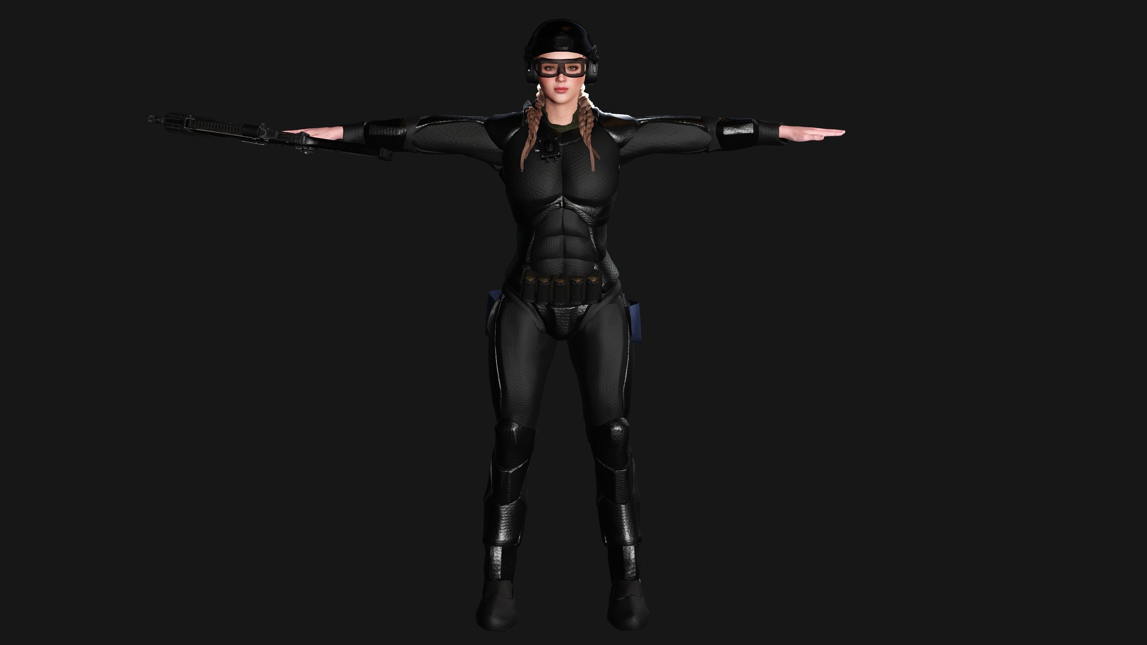 AAA 3D REALISTIC CHARACTER - CYBERPUNK ROBOTIC SCIFI SHOOTER Low-poly 3D model_16
