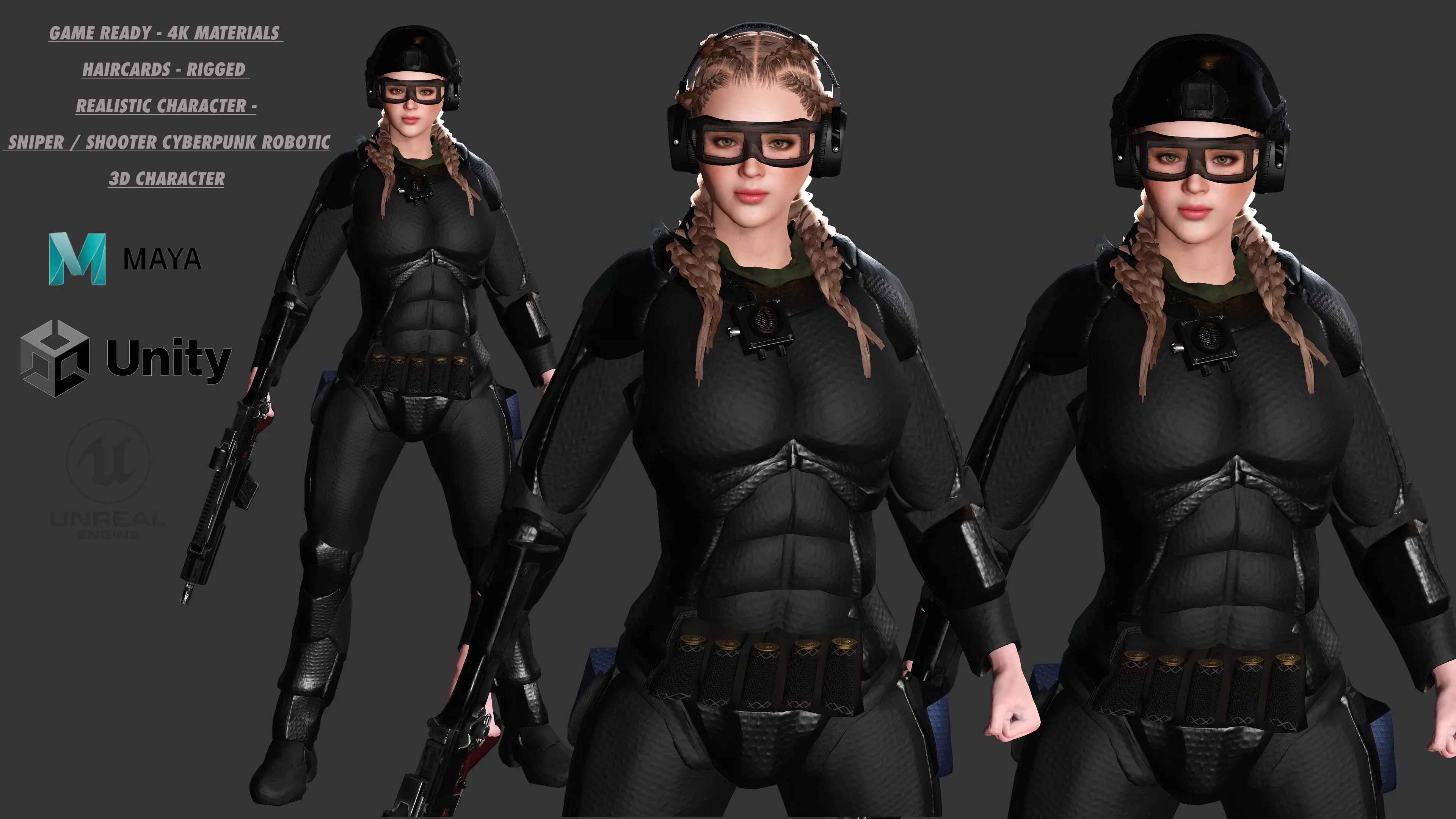 AAA 3D REALISTIC CHARACTER - CYBERPUNK ROBOTIC SCIFI SHOOTER Low-poly 3D model_0