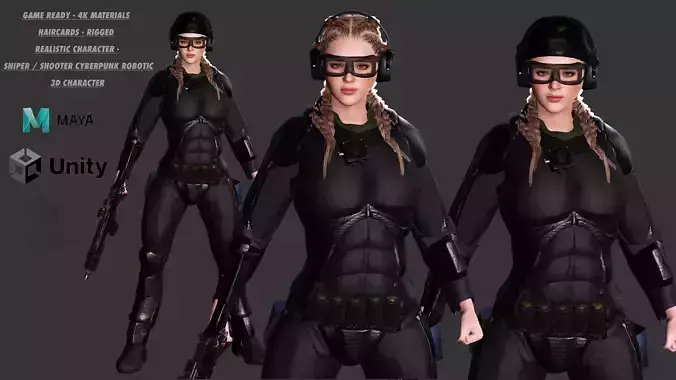 AAA 3D REALISTIC CHARACTER - CYBERPUNK ROBOTIC SCIFI SHOOTER Low-poly 3D model