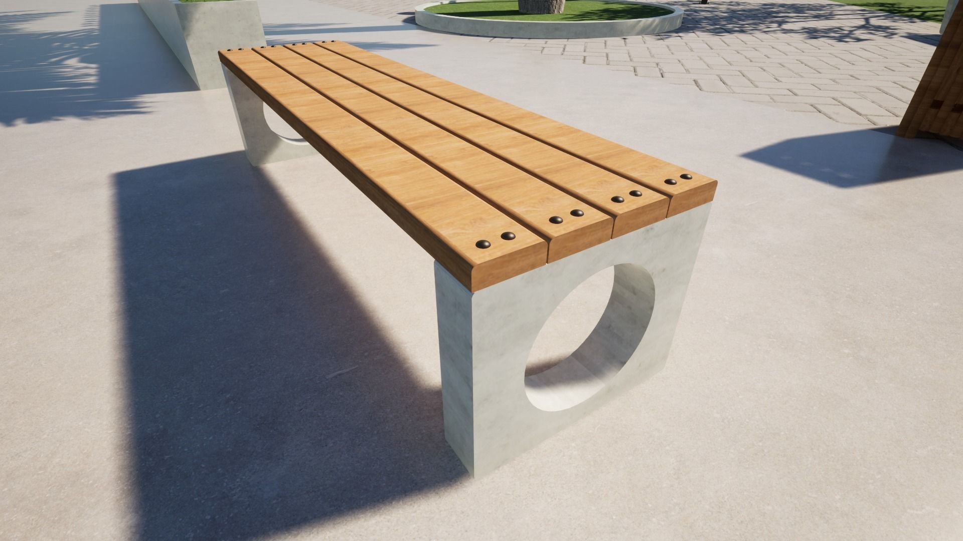 Concrete Bench for Square 01 3D model_8