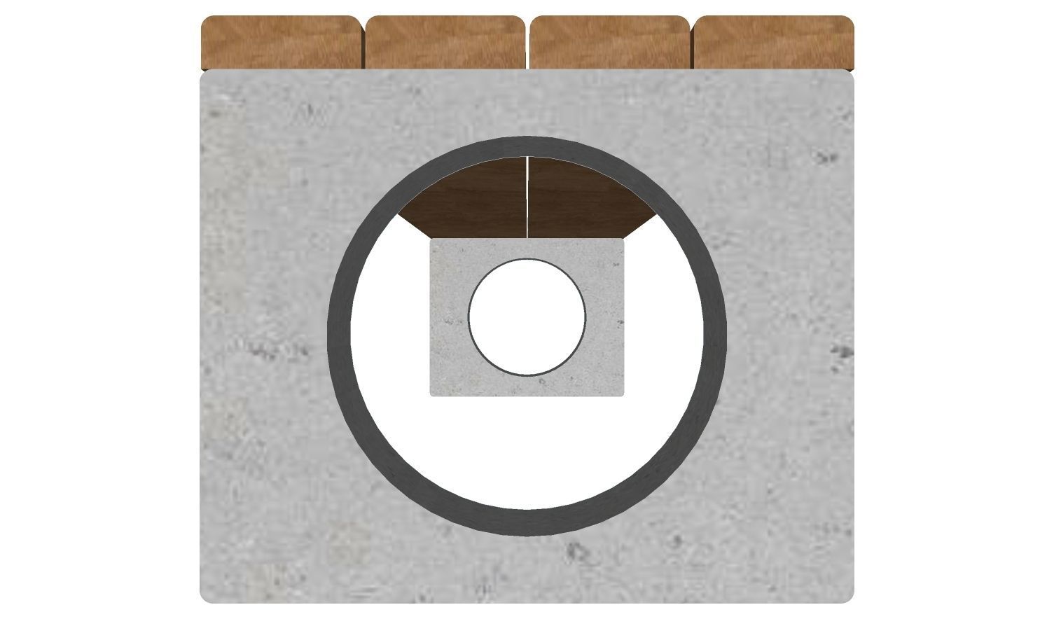 Concrete Bench for Square 01 3D model_2