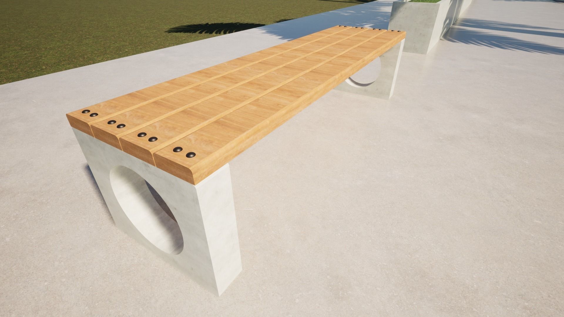 Concrete Bench for Square 01 3D model_9