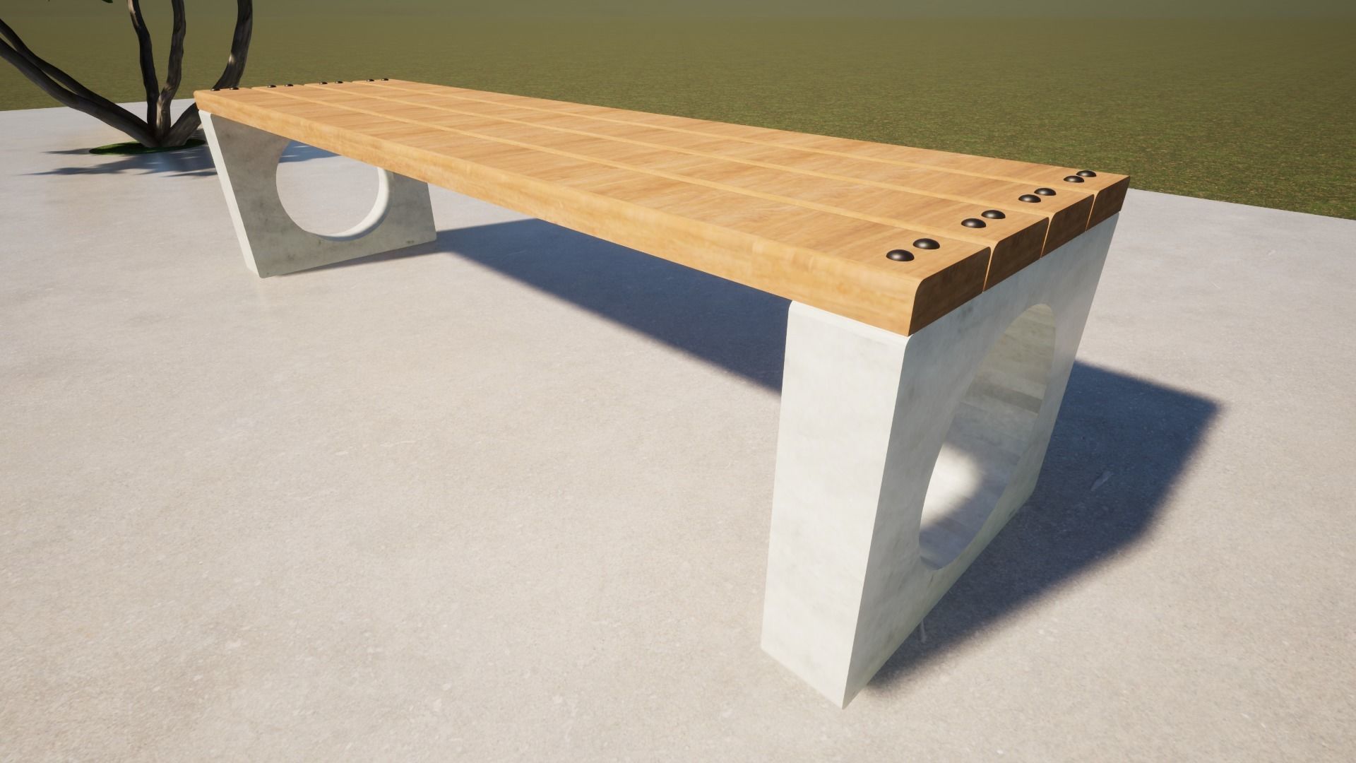 Concrete Bench for Square 01 3D model_11