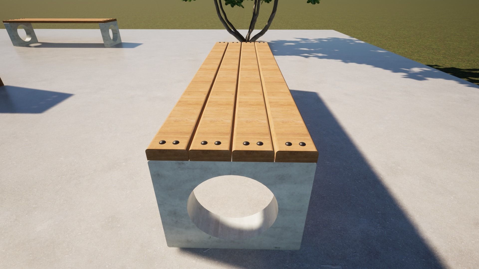 Concrete Bench for Square 01 3D model_10