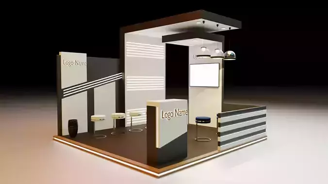 Exhibition stall 3d model 4x4 2 By illimix 3D Studio