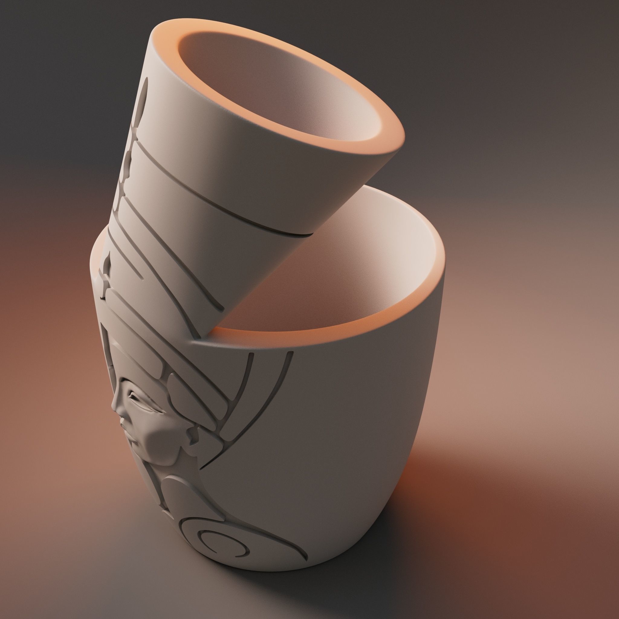 Nefertiti queen plant pot 3D print model_2