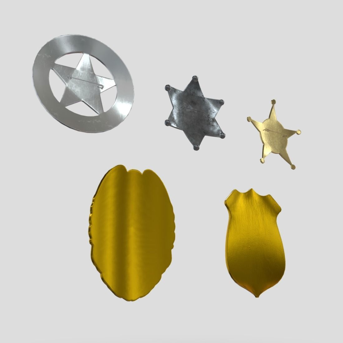 Police Sheriff Badge Pack Low-poly 3D model_8