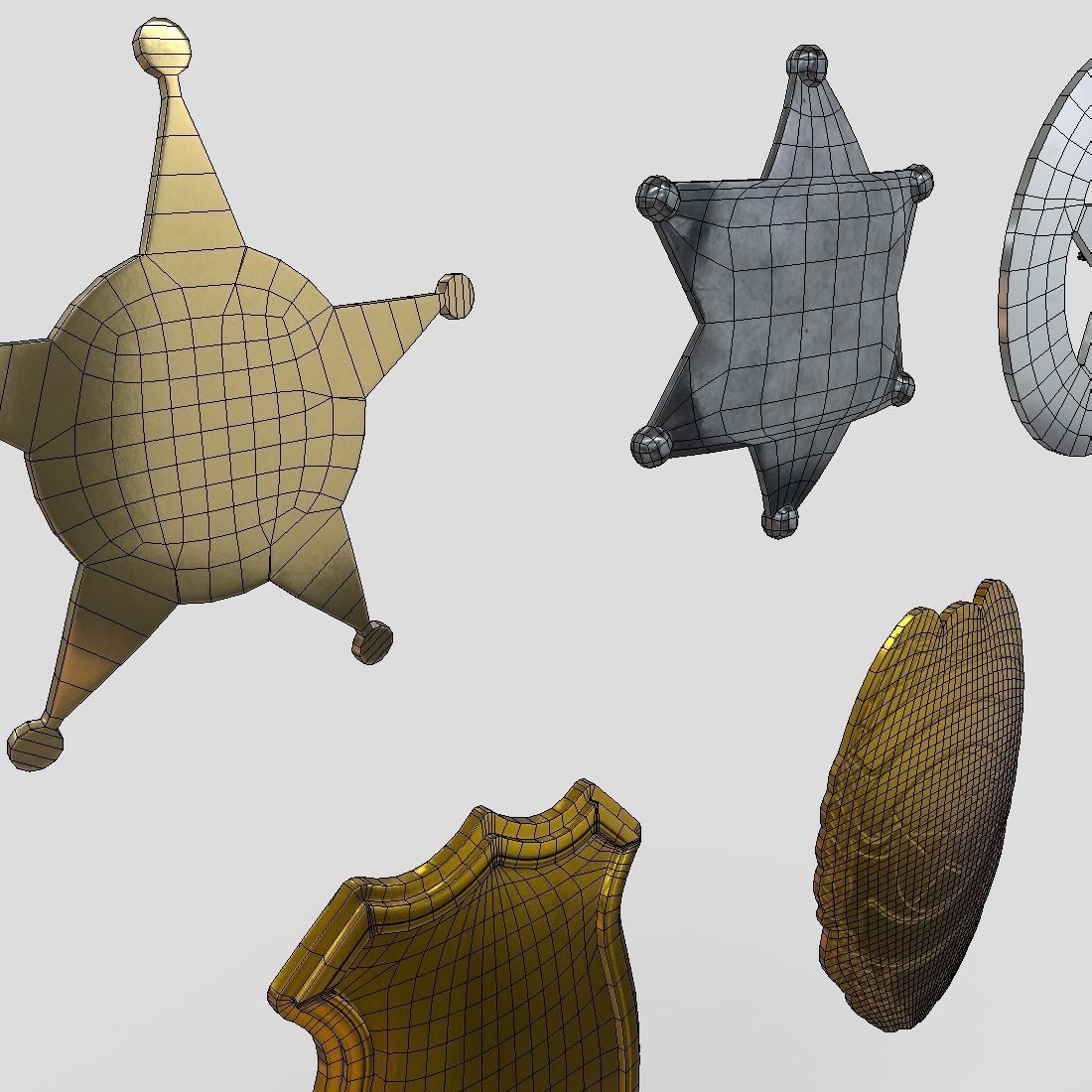 Police Sheriff Badge Pack Low-poly 3D model_13
