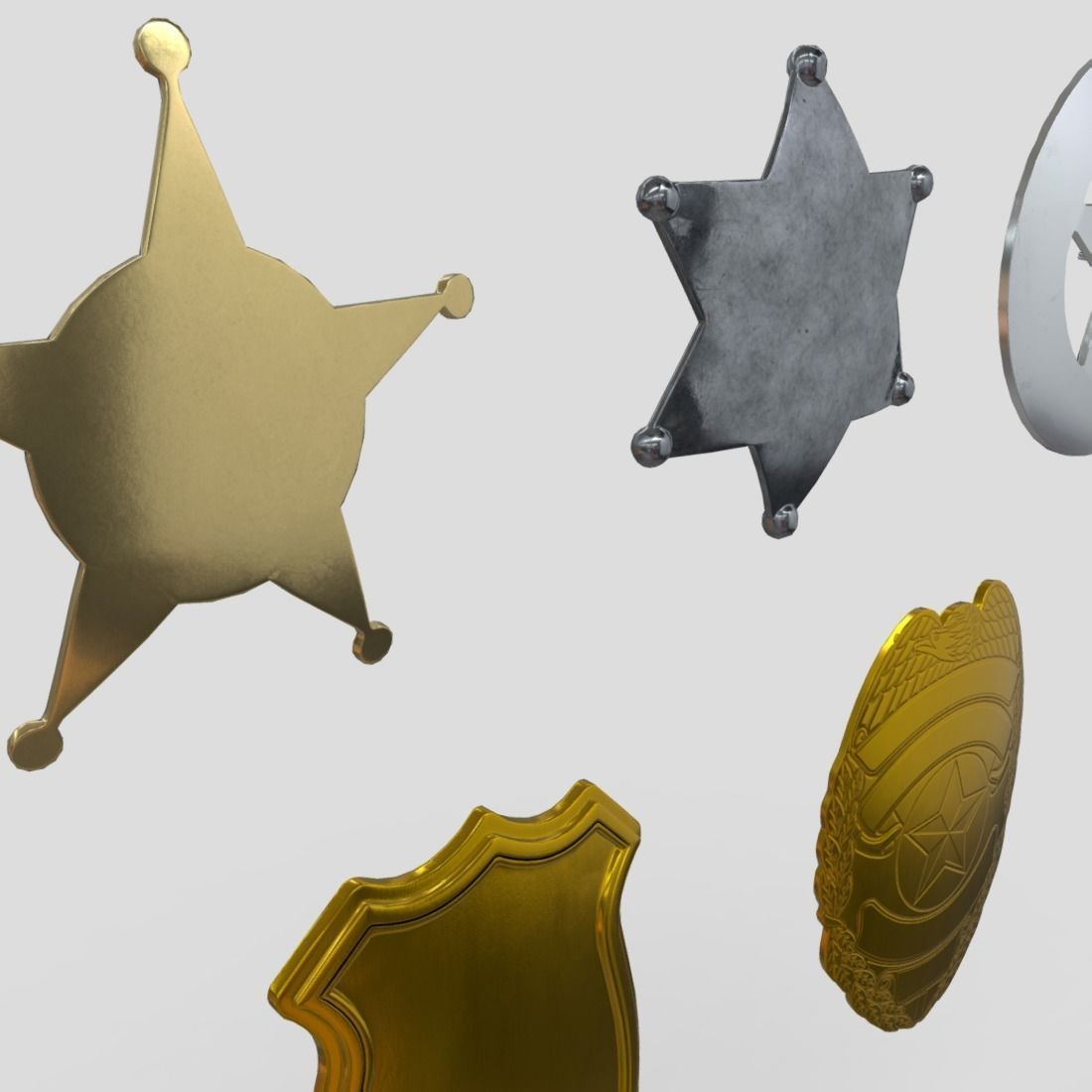 Police Sheriff Badge Pack Low-poly 3D model_12