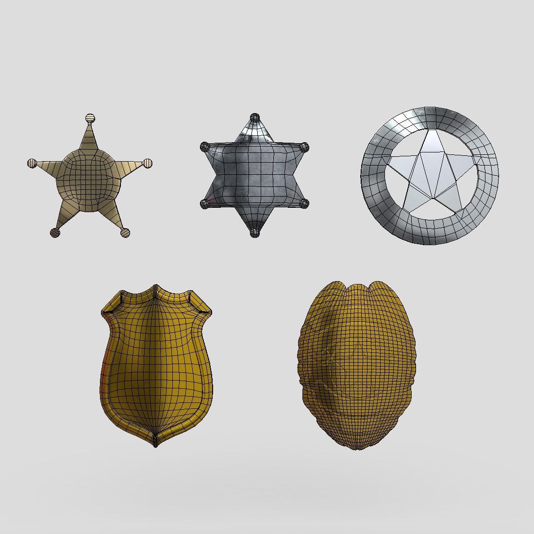 Police Sheriff Badge Pack Low-poly 3D model_3