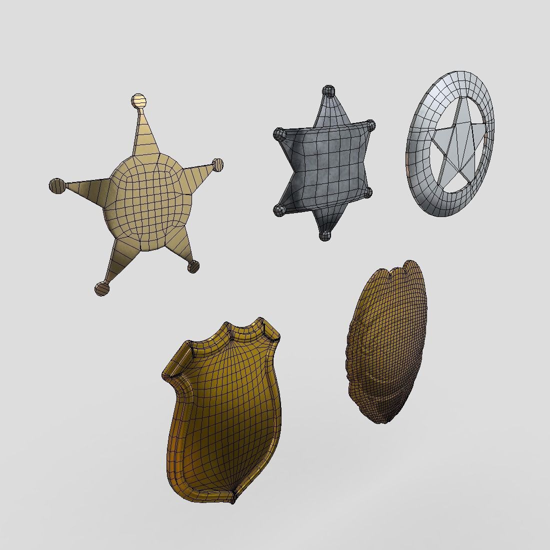 Police Sheriff Badge Pack Low-poly 3D model_11