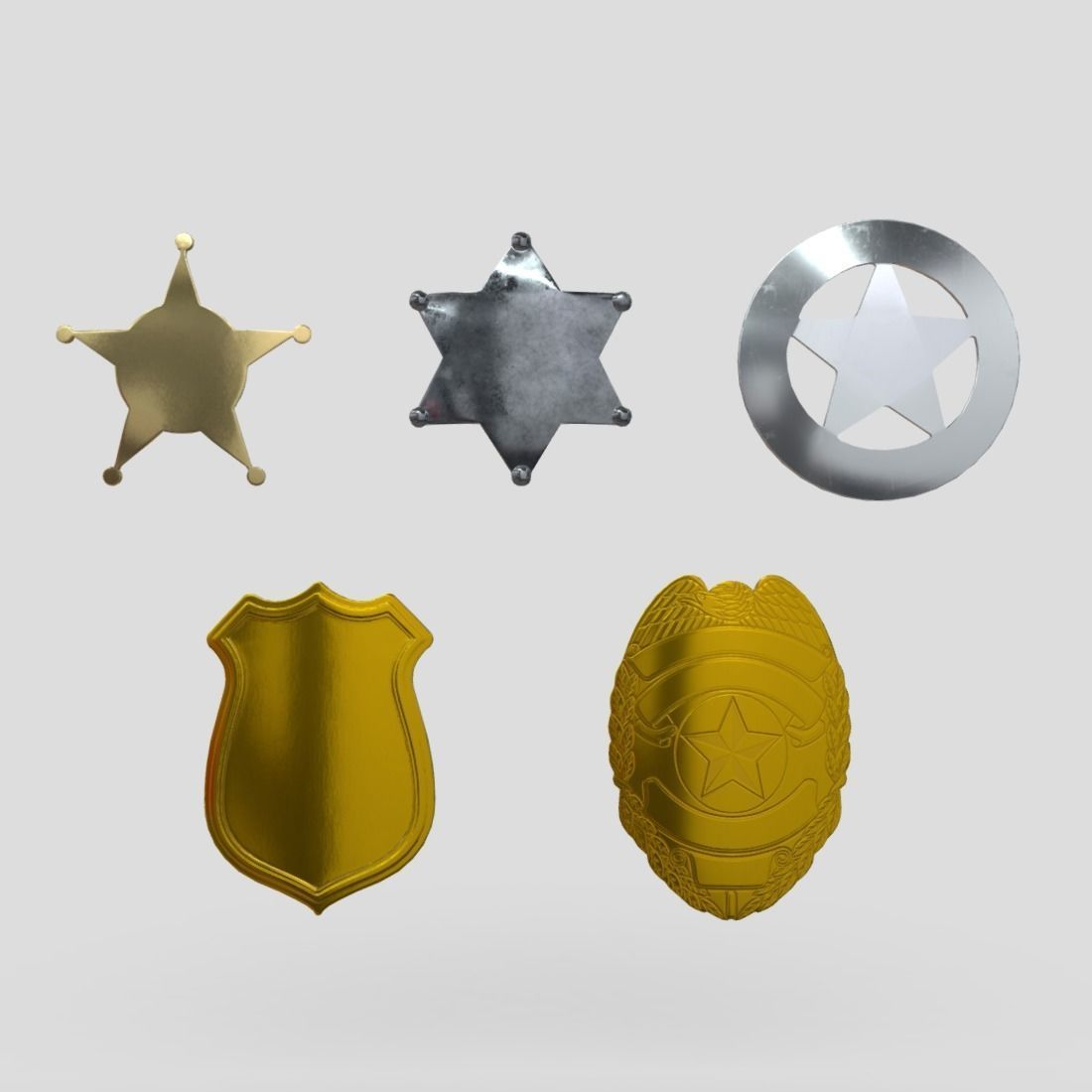 Police Sheriff Badge Pack Low-poly 3D model_2