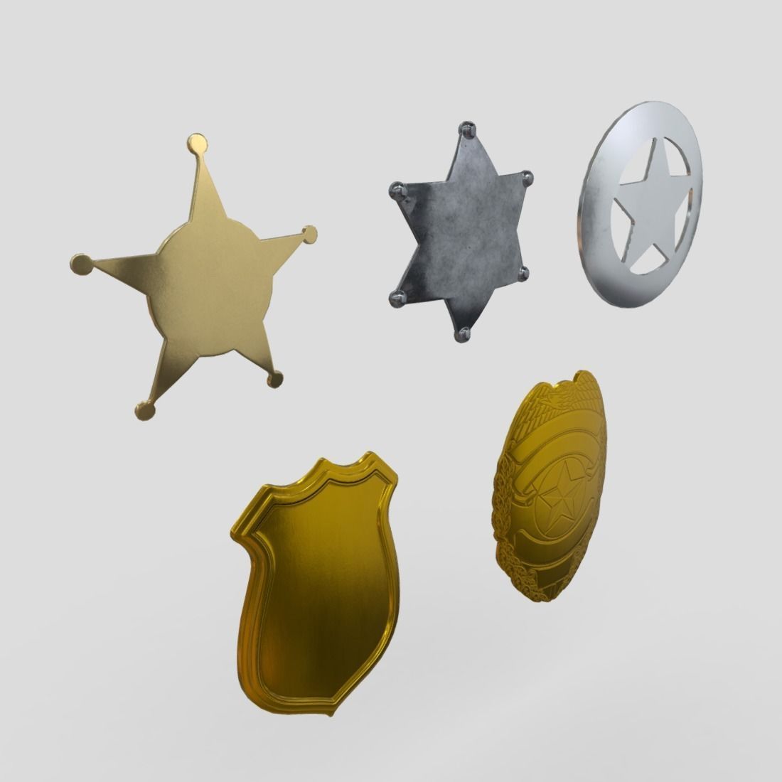Police Sheriff Badge Pack Low-poly 3D model_10