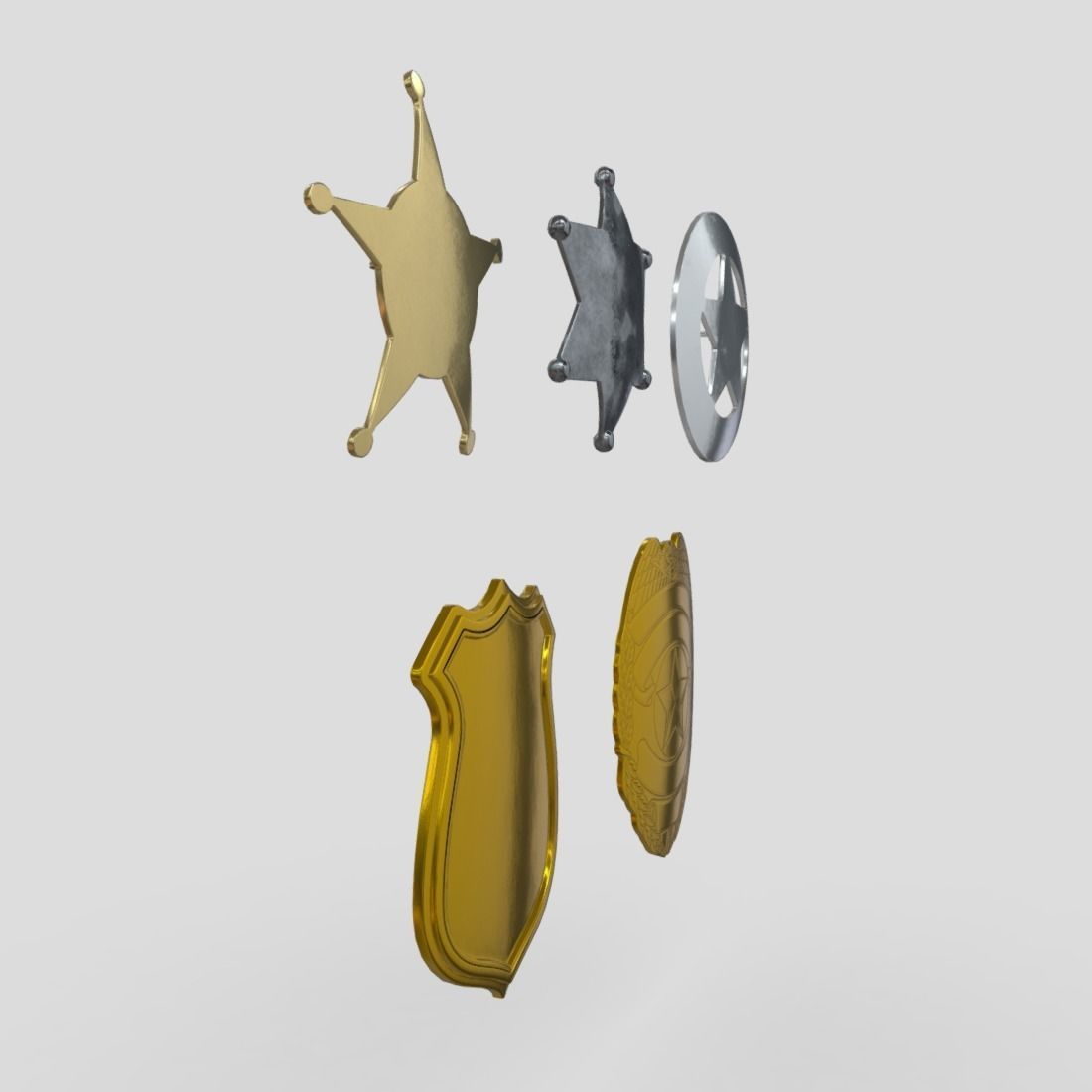 Police Sheriff Badge Pack Low-poly 3D model_4