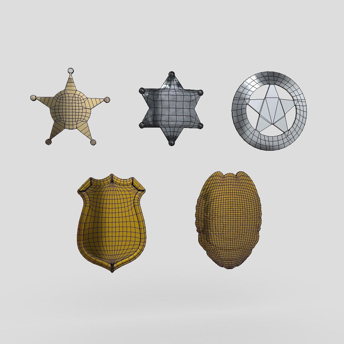 Police Sheriff Badge Pack Low-poly 3D model_1