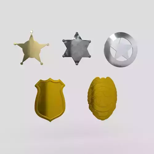 Police Sheriff Badge Pack Low-poly 3D model