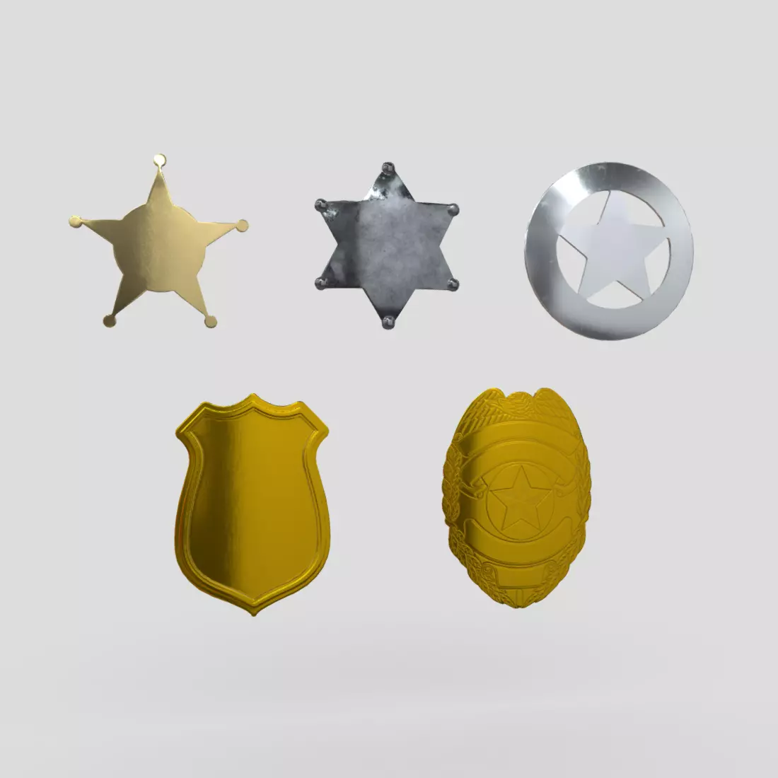 Police Sheriff Badge Pack Low-poly 3D model_0