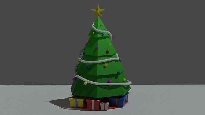 Christmas tree with gifts Low-poly 3D model