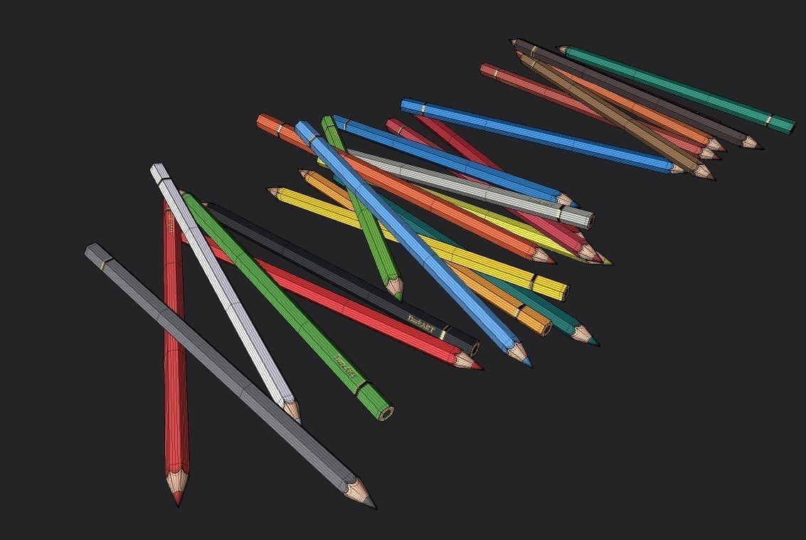 Colored Pencils 03 Low-poly 3D model_1