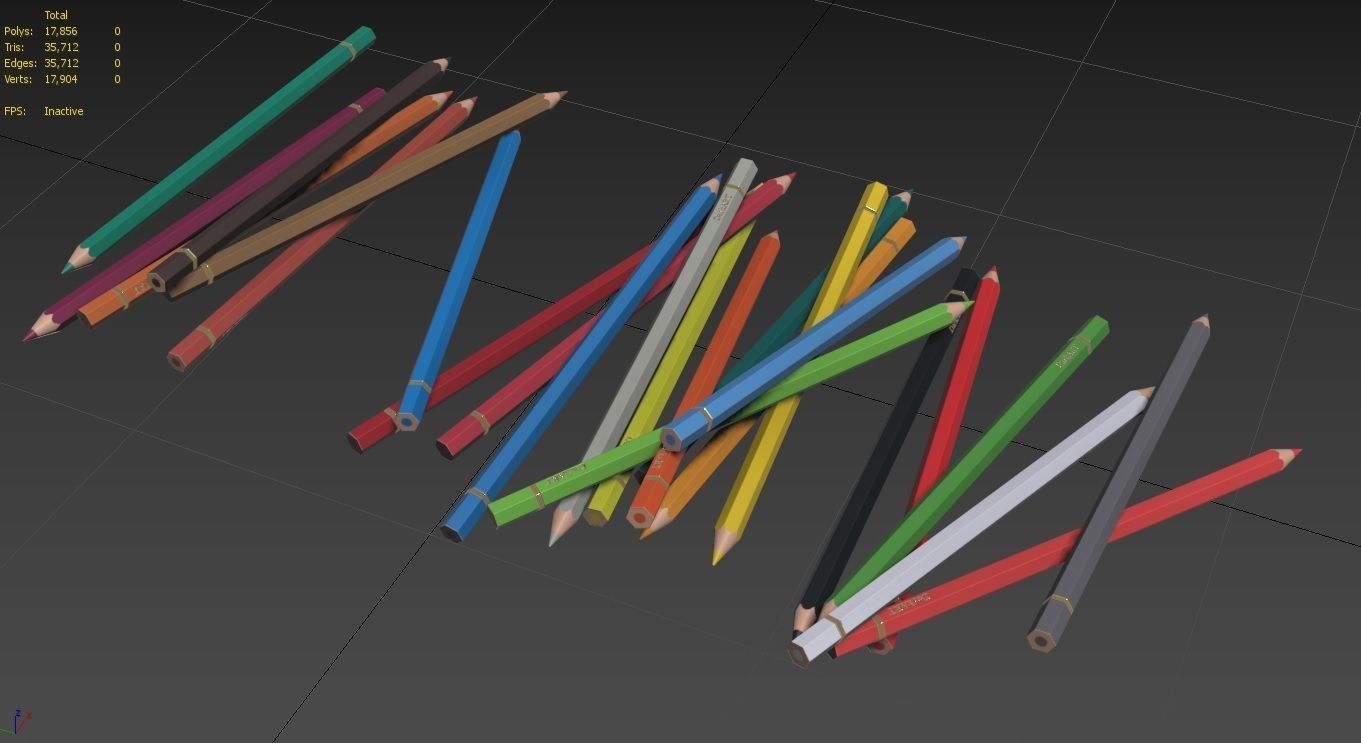 Colored Pencils 03 Low-poly 3D model_7