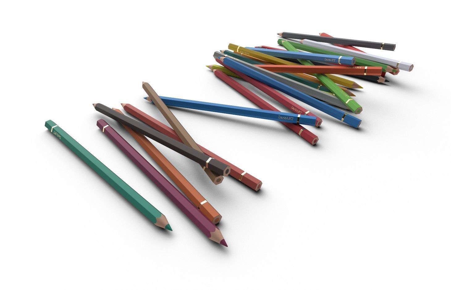 Colored Pencils 03 Low-poly 3D model_4