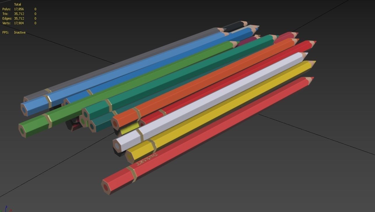 Colored Pencils 02 Low-poly 3D model_6
