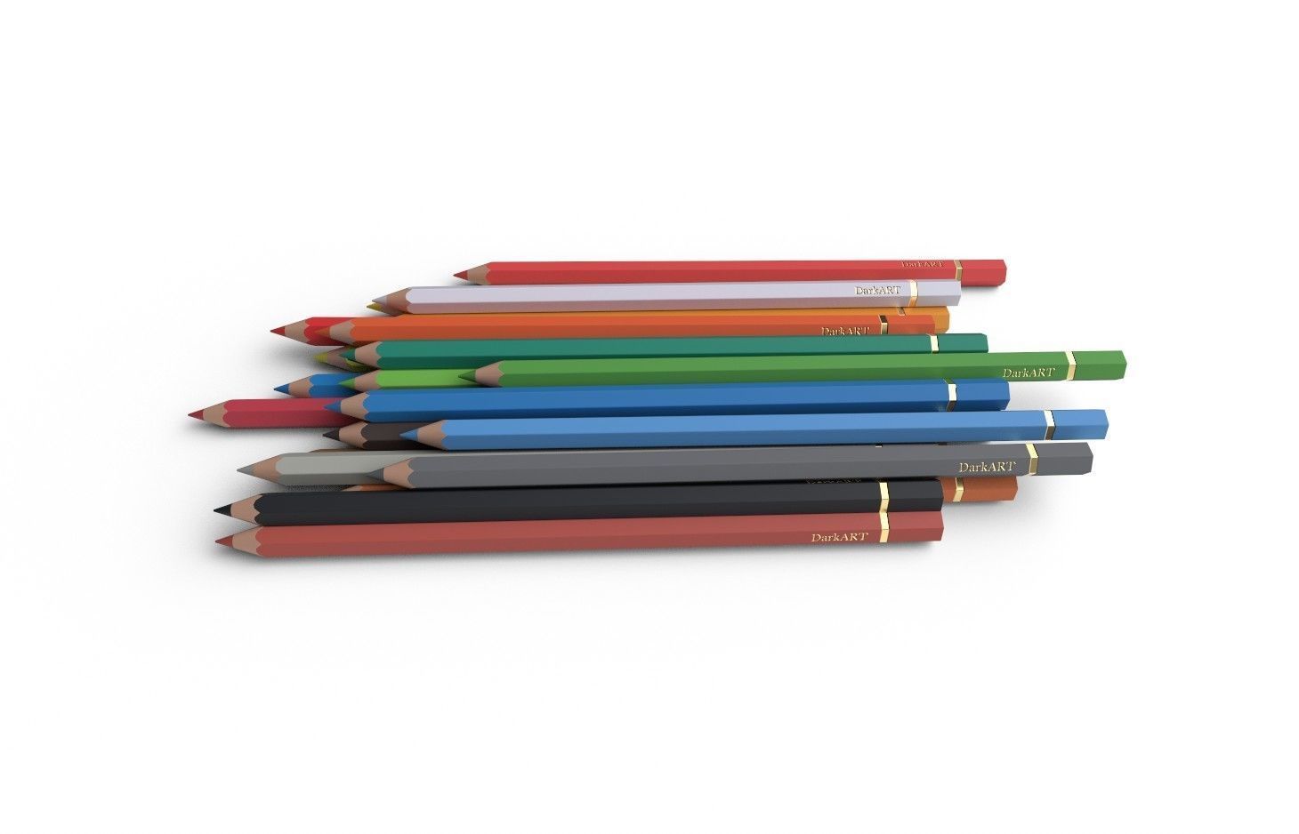 Colored Pencils 02 Low-poly 3D model_4