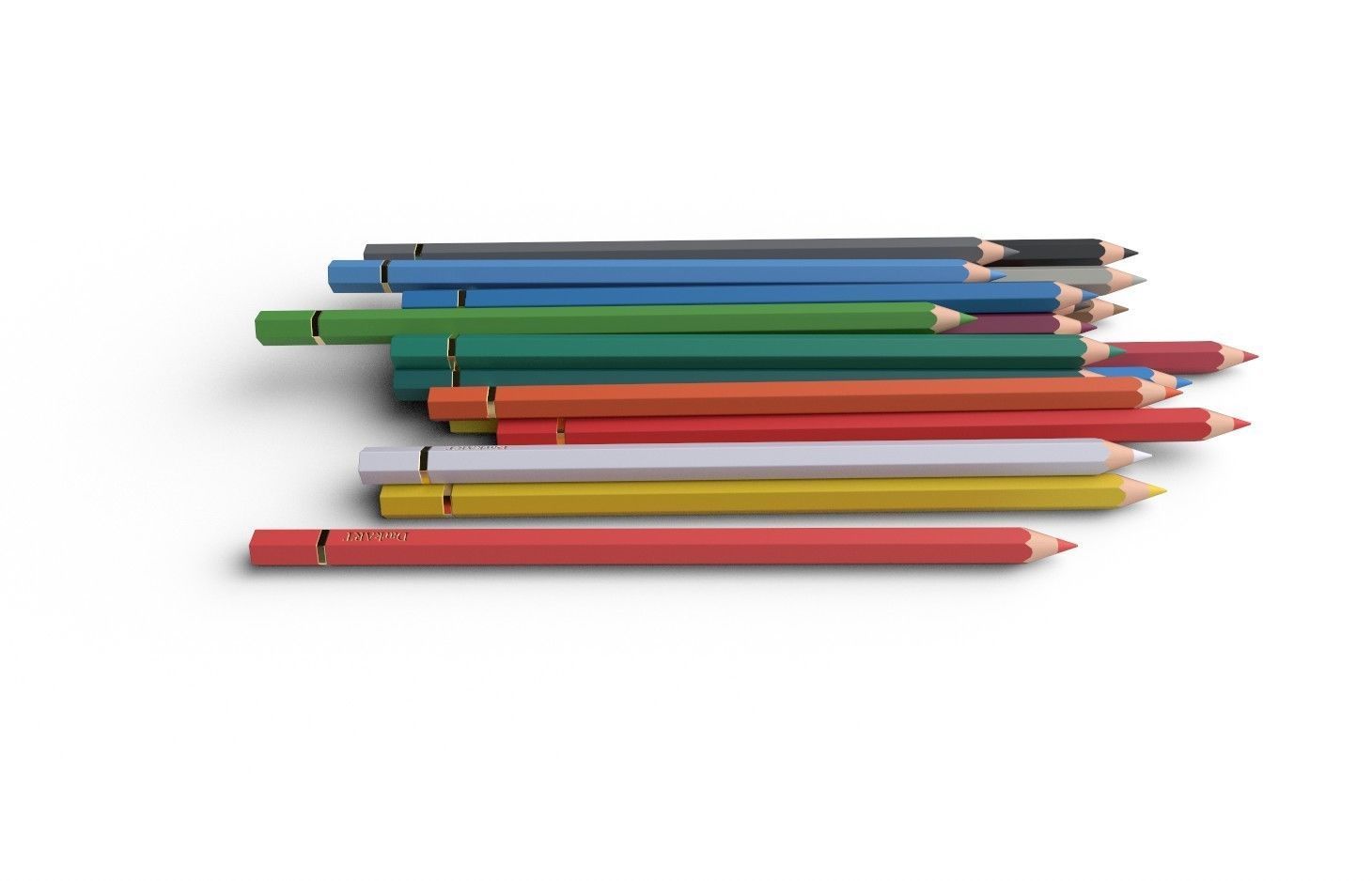 Colored Pencils 02 Low-poly 3D model_3